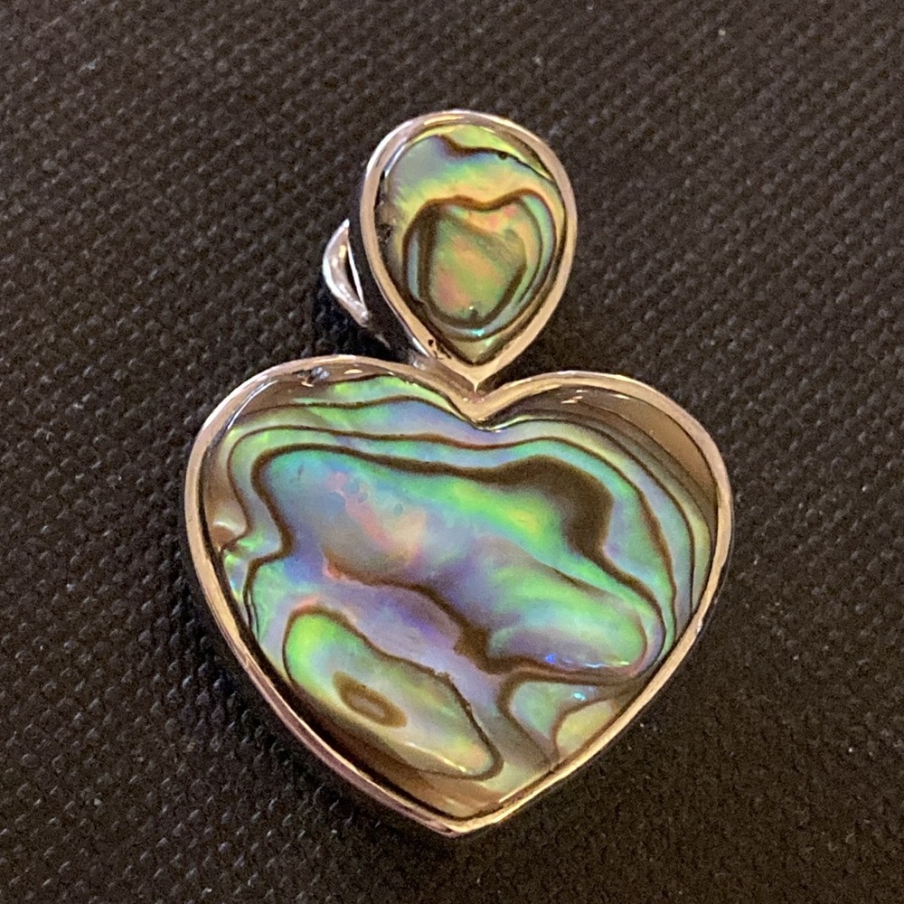 NWOT - 925 Mexican Silver Abalone Shell Heart Pendant*
